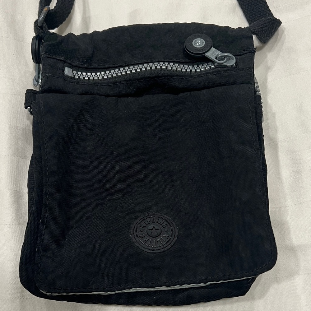 Kipling Black Crossbody Bag with Silver Accents